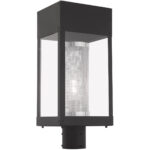 7 inch 1 Light Black Outdoor Post Top Lantern Pendant Lighting Fixture with Clear Glass Shade-Lighting LumensLantern