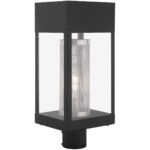 7 inch 1 Light Black Outdoor Post Top Lantern Pendant Lighting Fixture with Clear Glass Shade-Lighting LumensLantern