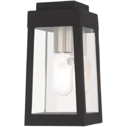 5 inch 1 Light Black Outdoor Wall Lantern with Clear Glass Shade-Lighting LumensLantern