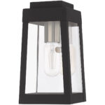 5 inch 1 Light Black Outdoor Wall Lantern with Clear Glass Shade-Lighting LumensLantern