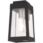 5 inch 1 Light Black Outdoor Wall Lantern with Clear Glass Shade-Lighting LumensLantern