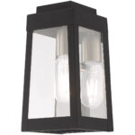 5 inch 1 Light Black Outdoor Wall Lantern with Clear Glass Shade-Lighting LumensLantern