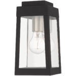 5 inch 1 Light Black Outdoor Wall Lantern with Clear Glass Shade-Lighting LumensLantern