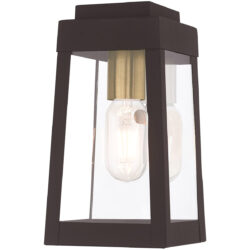 5 inch 1 Light Bronze Outdoor Wall Lantern with Clear Glass Shade-Lighting LumensLantern