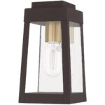 5 inch 1 Light Bronze Outdoor Wall Lantern with Clear Glass Shade-Lighting LumensLantern