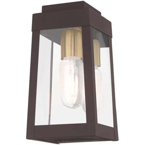 5 inch 1 Light Bronze Outdoor Wall Lantern with Clear Glass Shade-Lighting LumensLantern