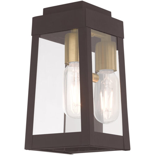 5 inch 1 Light Bronze Outdoor Wall Lantern with Clear Glass Shade-Lighting LumensLantern