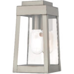 5 inch 1 Light Brushed Nickel Outdoor Wall Lantern with Clear Glass Shade-Lighting LumensLantern