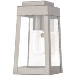 5 inch 1 Light Brushed Nickel Outdoor Wall Lantern with Clear Glass Shade-Lighting LumensLantern