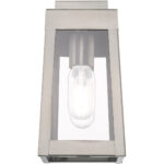 5 inch 1 Light Brushed Nickel Outdoor Wall Lantern with Clear Glass Shade-Lighting LumensLantern