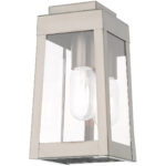 5 inch 1 Light Brushed Nickel Outdoor Wall Lantern with Clear Glass Shade-Lighting LumensLantern