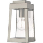 5 inch 1 Light Brushed Nickel Outdoor Wall Lantern with Clear Glass Shade-Lighting LumensLantern