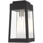 6.25 inch 1 Light Black Outdoor Wall Lantern with Clear Glass Shade-Lighting LumensLantern