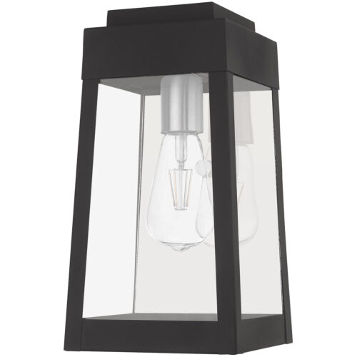 6.25 inch 1 Light Black Outdoor Wall Lantern with Clear Glass Shade-Lighting LumensLantern