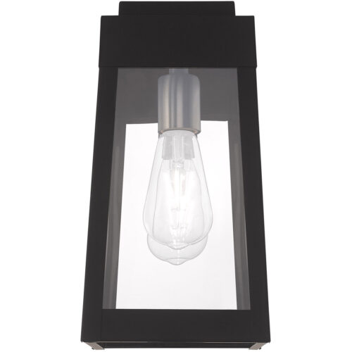 6.25 inch 1 Light Black Outdoor Wall Lantern with Clear Glass Shade-Lighting LumensLantern