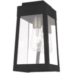 6.25 inch 1 Light Black Outdoor Wall Lantern with Clear Glass Shade-Lighting LumensLantern