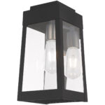 6.25 inch 1 Light Black Outdoor Wall Lantern with Clear Glass Shade-Lighting LumensLantern