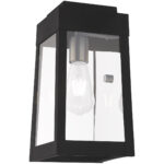 6.25 inch 1 Light Black Outdoor Wall Lantern with Clear Glass Shade-Lighting LumensLantern