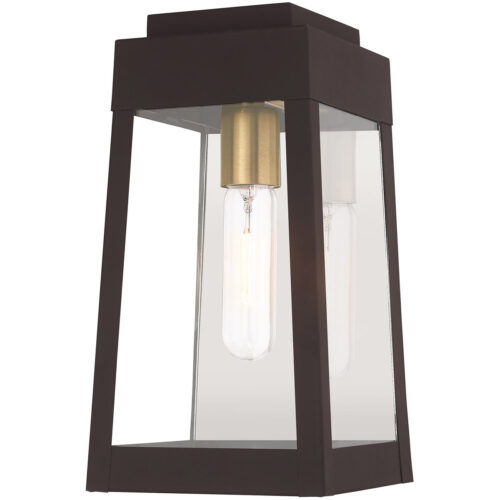 6.25 inch 1 Light Bronze Outdoor Wall Lantern with Clear Glass Shade-Lighting LumensLantern