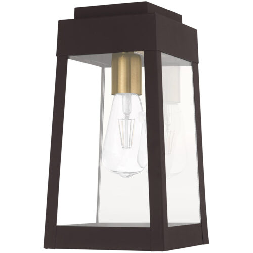 6.25 inch 1 Light Bronze Outdoor Wall Lantern with Clear Glass Shade-Lighting LumensLantern