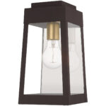 6.25 inch 1 Light Bronze Outdoor Wall Lantern with Clear Glass Shade-Lighting LumensLantern