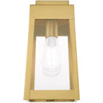 6.25 inch 1 Light Satin Brass Outdoor Wall Lantern with Clear Glass Shade-Lighting LumensLantern