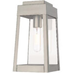 6.25 inch 1 Light Brushed Nickel Outdoor Wall Lantern with Clear Glass Shade-Lighting LumensLantern