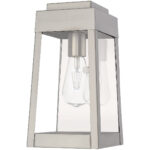 6.25 inch 1 Light Brushed Nickel Outdoor Wall Lantern with Clear Glass Shade-Lighting LumensLantern