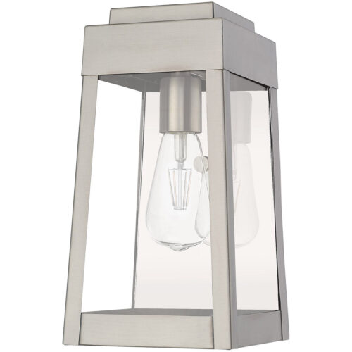 6.25 inch 1 Light Brushed Nickel Outdoor Wall Lantern with Clear Glass Shade-Lighting LumensLantern