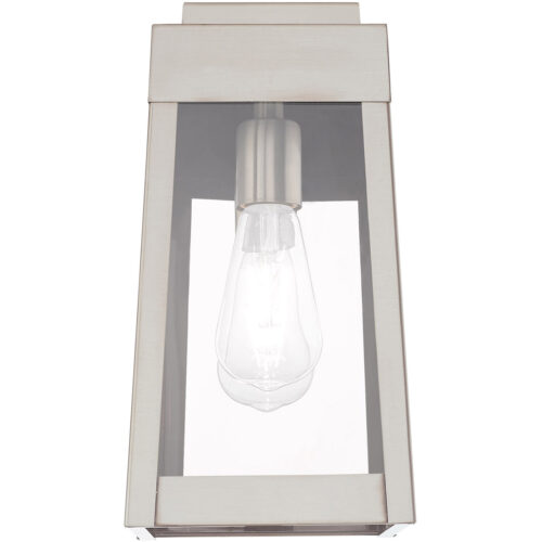 6.25 inch 1 Light Brushed Nickel Outdoor Wall Lantern with Clear Glass Shade-Lighting LumensLantern