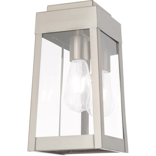 6.25 inch 1 Light Brushed Nickel Outdoor Wall Lantern with Clear Glass Shade-Lighting LumensLantern