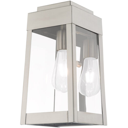 6.25 inch 1 Light Brushed Nickel Outdoor Wall Lantern with Clear Glass Shade-Lighting LumensLantern