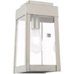 6.25 inch 1 Light Brushed Nickel Outdoor Wall Lantern with Clear Glass Shade-Lighting LumensLantern