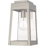 6.25 inch 1 Light Brushed Nickel Outdoor Wall Lantern with Clear Glass Shade-Lighting LumensLantern