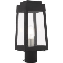 6.25 inch 1 Light Black Outdoor Post Top Lantern with Clear Glass Shade-Lighting LumensLantern