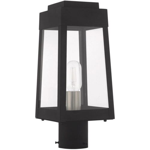 6.25 inch 1 Light Black Outdoor Post Top Lantern with Clear Glass Shade-Lighting LumensLantern