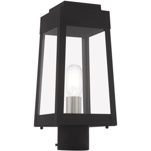 6.25 inch 1 Light Black Outdoor Post Top Lantern with Clear Glass Shade-Lighting LumensLantern