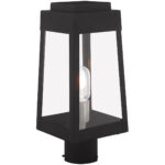 6.25 inch 1 Light Black Outdoor Post Top Lantern with Clear Glass Shade-Lighting LumensLantern