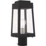 6.25 inch 1 Light Black Outdoor Post Top Lantern with Clear Glass Shade-Lighting LumensLantern