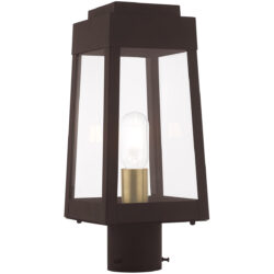 6.25 inch 1 Light Bronze Outdoor Post Top Lantern with Clear Glass Shade-Lighting LumensLantern