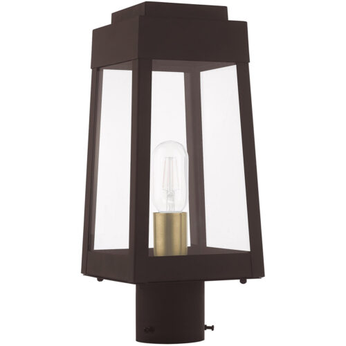 6.25 inch 1 Light Bronze Outdoor Post Top Lantern with Clear Glass Shade-Lighting LumensLantern