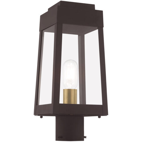 6.25 inch 1 Light Bronze Outdoor Post Top Lantern with Clear Glass Shade-Lighting LumensLantern