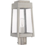 6.25 inch 1 Light Brushed Nickel Outdoor Post Top Lantern with Clear Glass Shade-Lighting LumensLantern