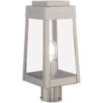 6.25 inch 1 Light Brushed Nickel Outdoor Post Top Lantern with Clear Glass Shade-Lighting LumensLantern