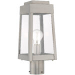 6.25 inch 1 Light Brushed Nickel Outdoor Post Top Lantern with Clear Glass Shade-Lighting LumensLantern