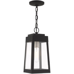 6.25 inch 1 Light Black Outdoor Pendant Lantern with Clear Glass Shade-Lighting LumensLantern