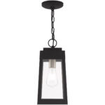 6.25 inch 1 Light Black Outdoor Pendant Lantern with Clear Glass Shade-Lighting LumensLantern