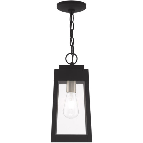 6.25 inch 1 Light Black Outdoor Pendant Lantern with Clear Glass Shade-Lighting LumensLantern