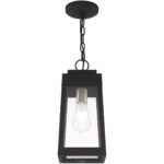 6.25 inch 1 Light Black Outdoor Pendant Lantern with Clear Glass Shade-Lighting LumensLantern