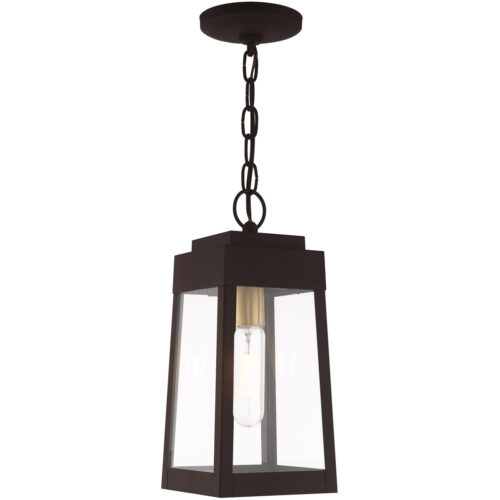 6.25 inch 1 Light Bronze Outdoor Pendant Lantern with Clear Glass Shade-Lighting LumensLantern